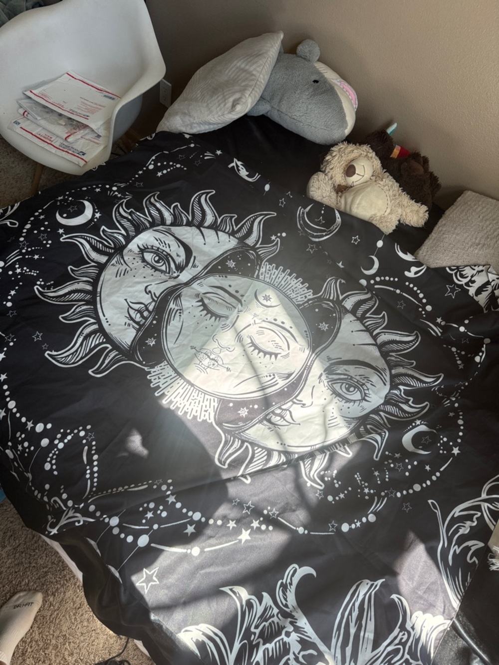 Celestial Sun & Moon Black tapestry